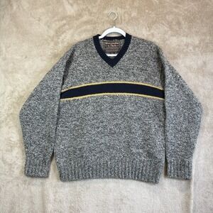 VTG Abercrombie & Fitch Sweater Men's L 90s 100% Shetland Wool Gray Boxy Fit EUC